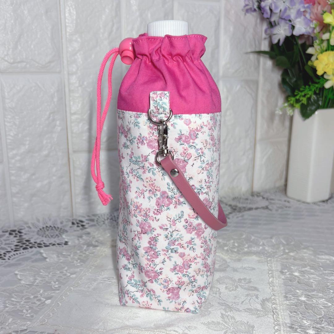 ペットボトルカバー　リバティムーンモス/ピュアピンク　ハンドメイド