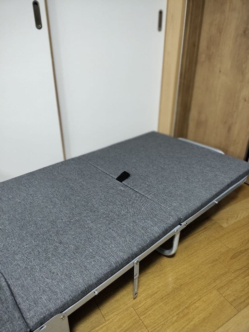 折りたたみベッド グレー ファブリック 約180cm x 70cm