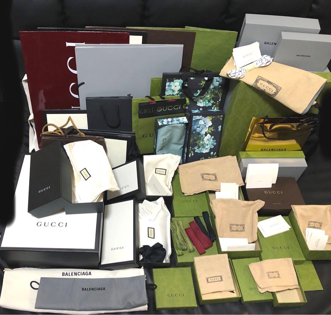 グッチ　バレンシアガ　財布空箱、小物空箱、保存袋、リボン、ショッパー　ブルームス