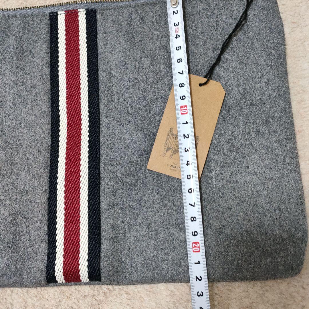 コンランショップ　グレー ストライプ クラッチバッグ約34cm
