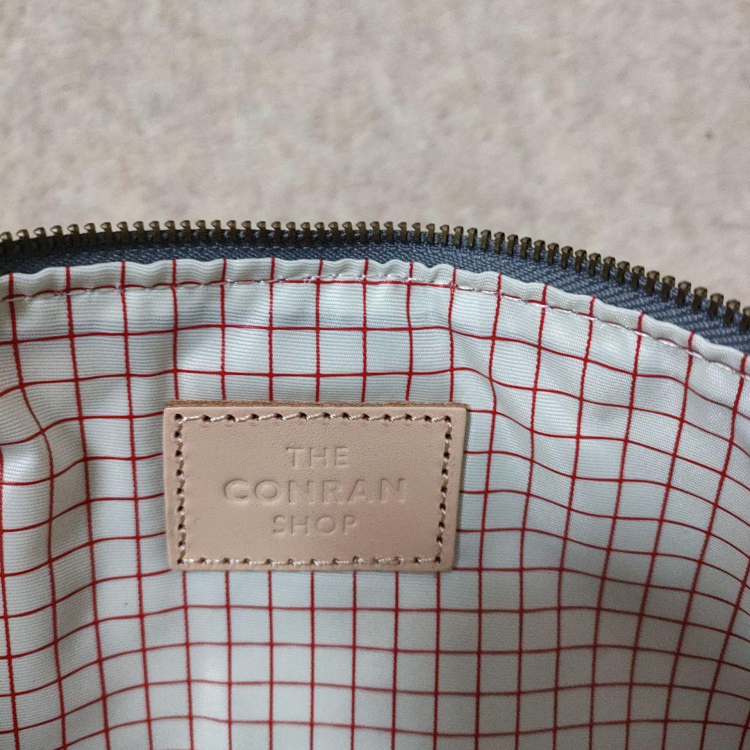 コンランショップ　グレー ストライプ クラッチバッグ約34cm