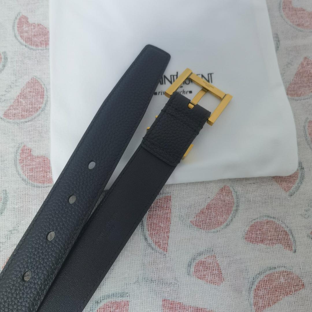 SAINT LAURENT Monogram ロゴ レザー ベルト 95cm