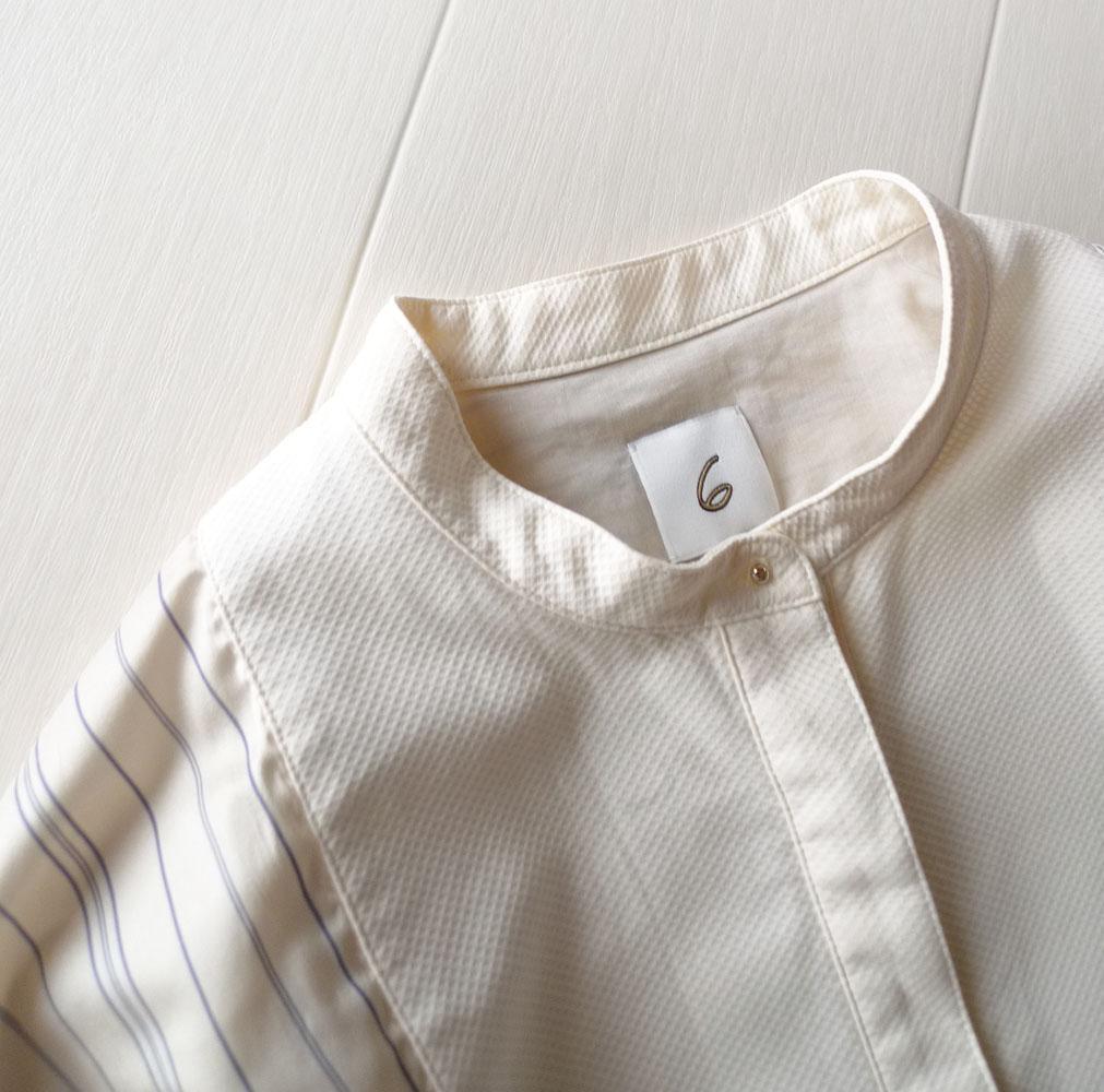 美品 ROKU ロク 2,8万 バンドカラーブラウス B&Y アローズ C551