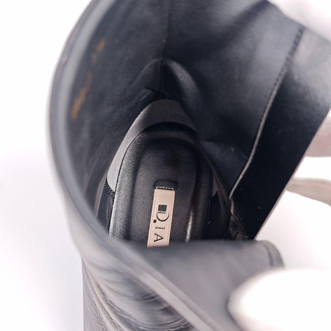 ダイアナ スクエアトゥ サイドジップブーツ 23.5 ミドル丈チャンキーヒール