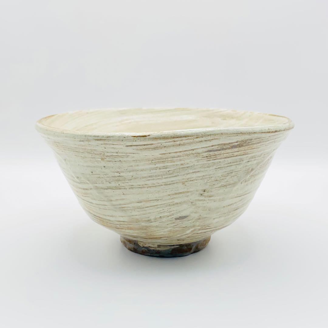 抹茶茶碗 刷毛目　加藤芳右衛門　銘 末広　共箱入　茶道具　茶盌　茶器　陶芸