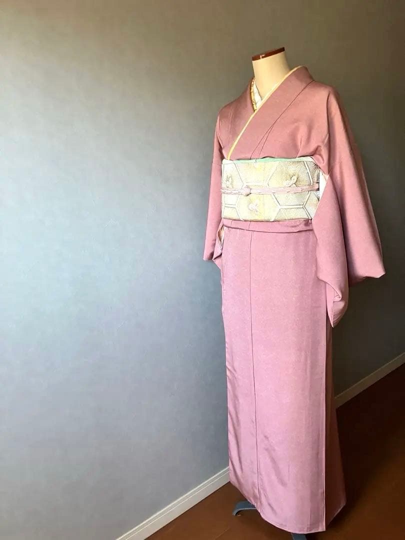 美品江戸小紋＆金糸袋帯&バッグ上品エレガントな3点セット