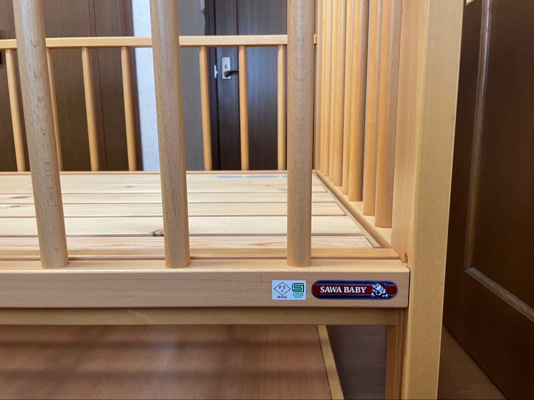 サワベビーC型ステラ　日本製ベビーベッド（サンデシカ　日本製敷布団付き）