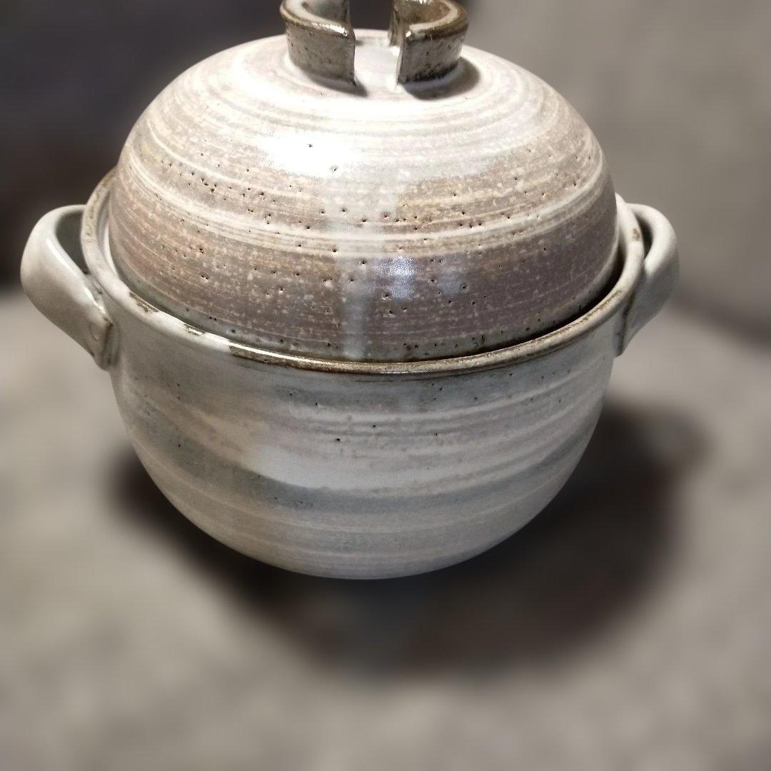 たち吉 白刷毛目 土鍋 ご飯鍋 3合炊き 元箱有り