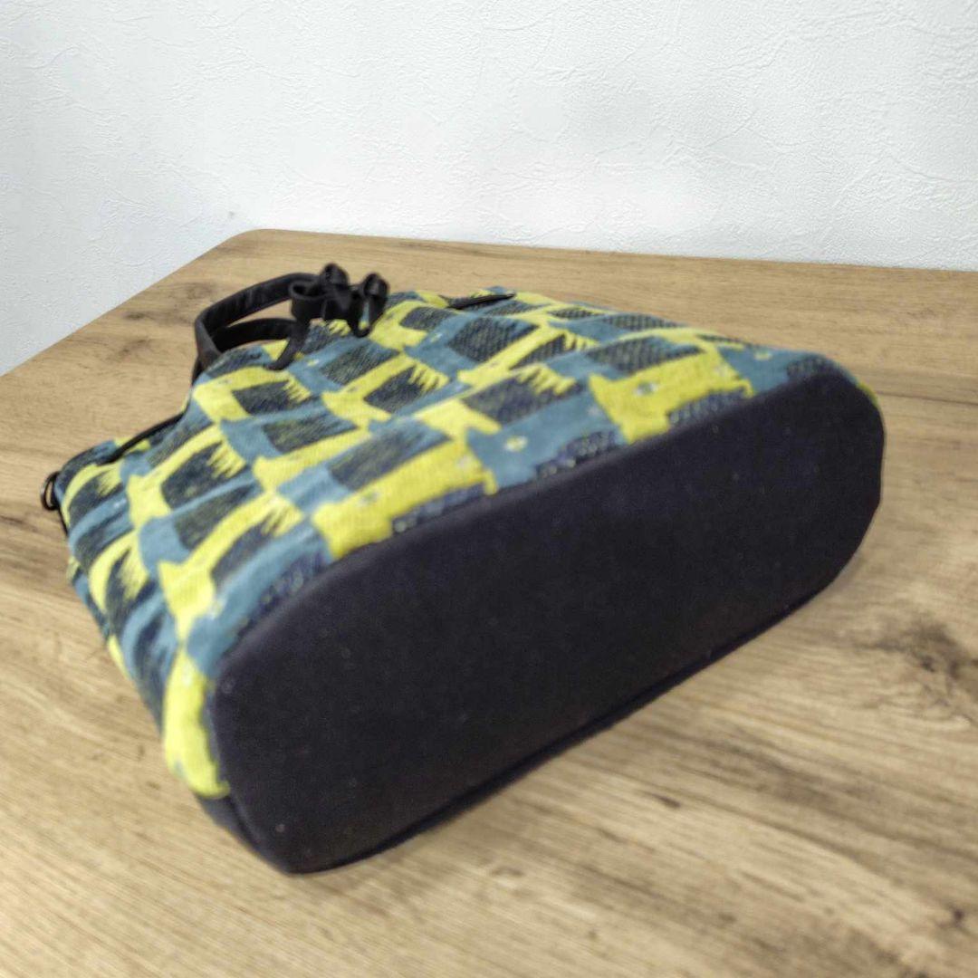 ミナペルホネン/thoroughbredサラブレットネイビー/巾着Lサイズ