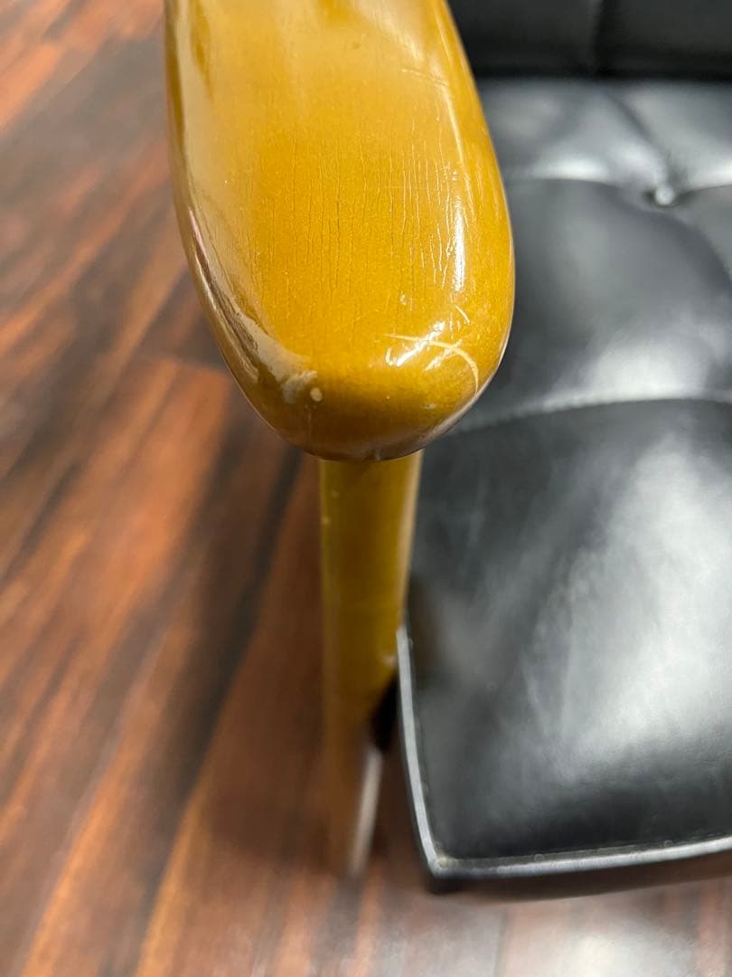 カリモク karimoku アームチェア 1人掛け ブラック レザー 木製 椅子