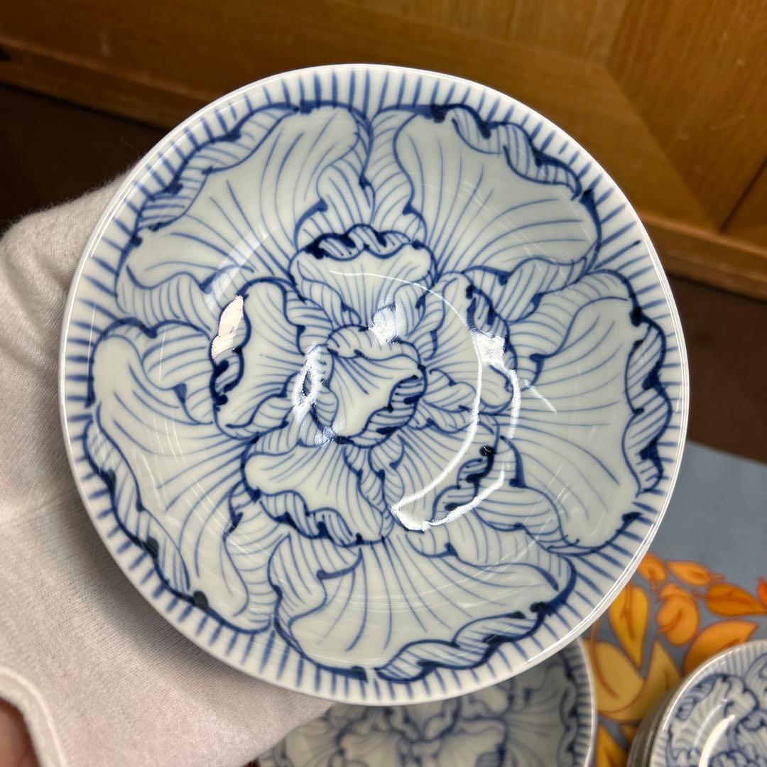 そうた窯　染付花弁紋　小鉢揃と小皿揃　美品