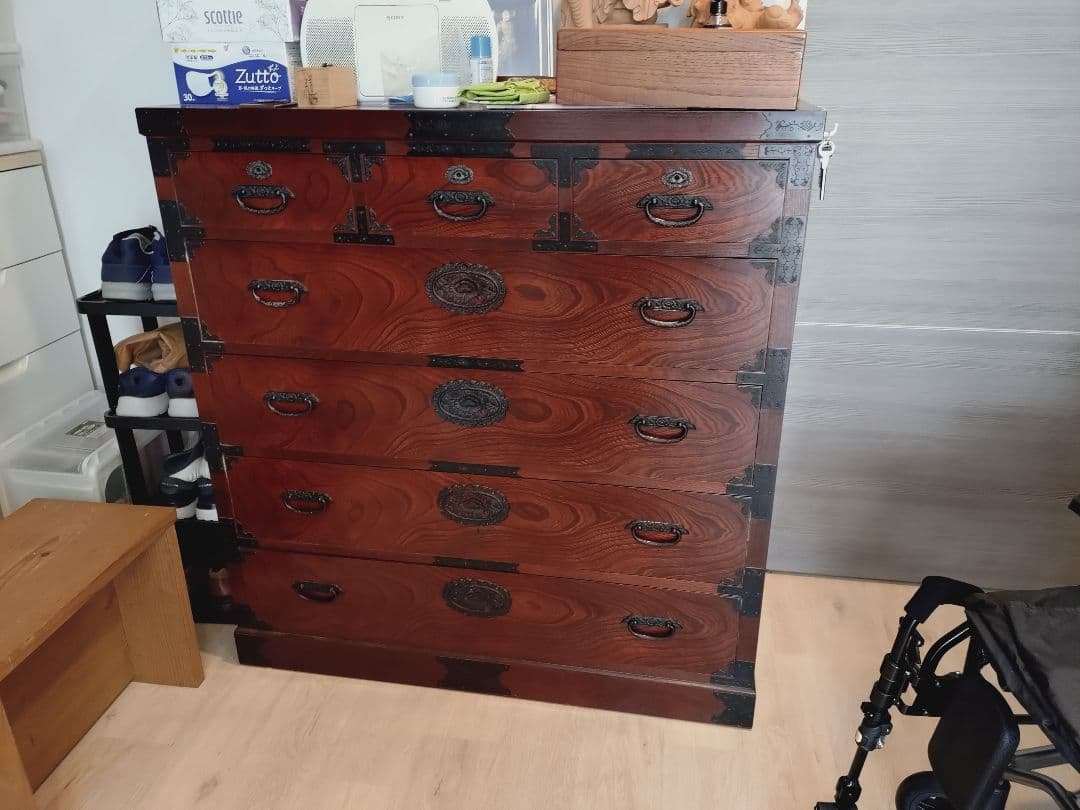 和風木製箪笥 7引き出し ダークブラウン　期間限定7/3まで ★最終価格