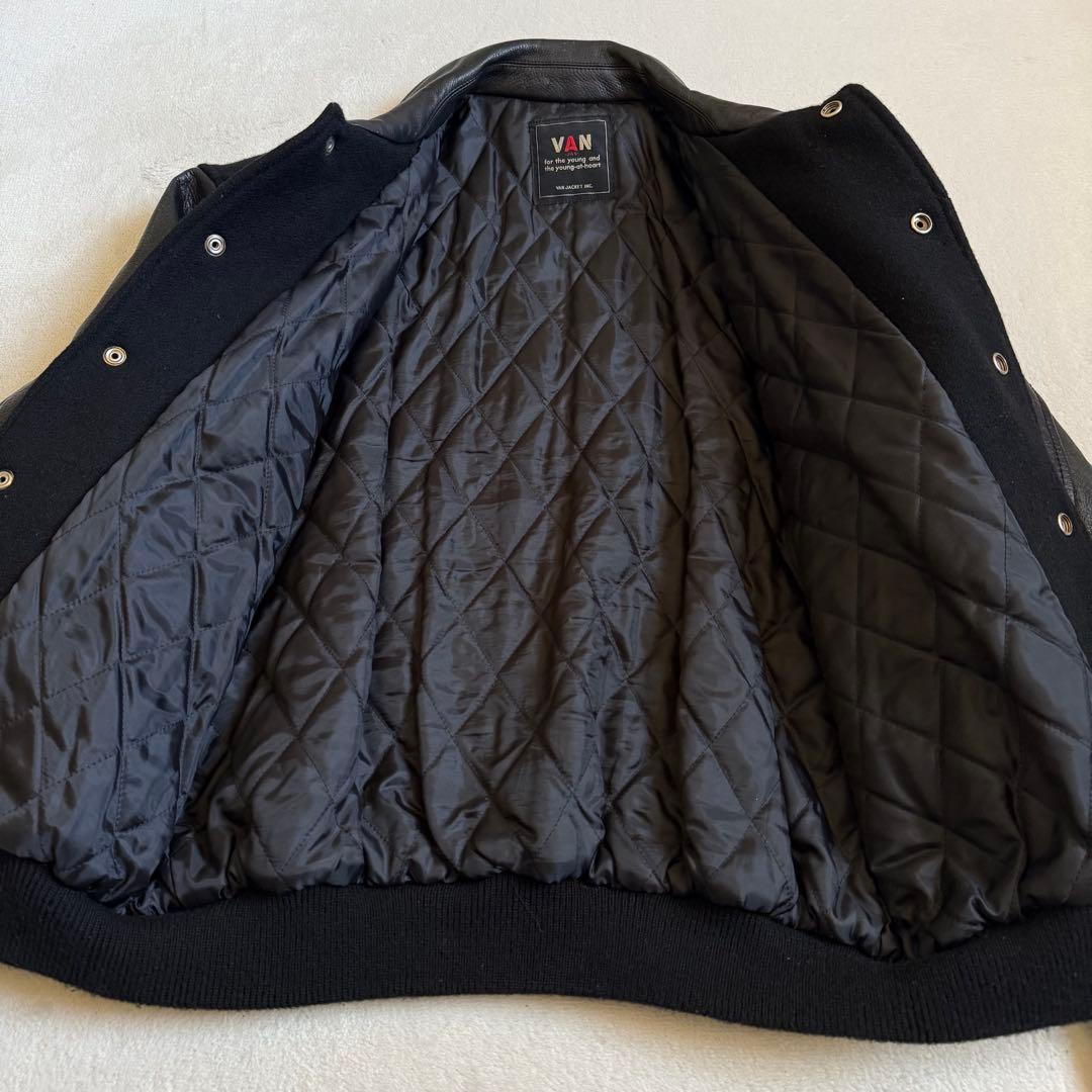 VAN スタジャン レザースリーブ ビックワッペン ビンテージ L