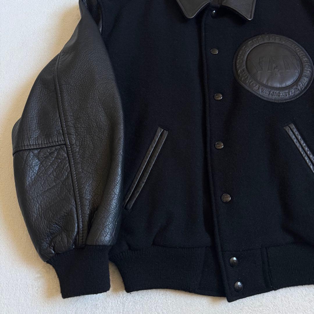 VAN スタジャン レザースリーブ ビックワッペン ビンテージ L