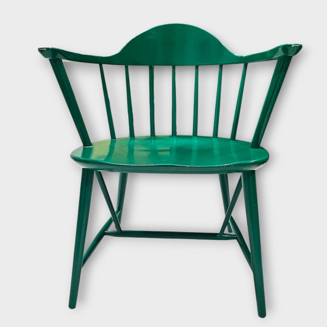 【希少品】柏木工 カシワ ダイニングチェア アームチェア グリーン ①