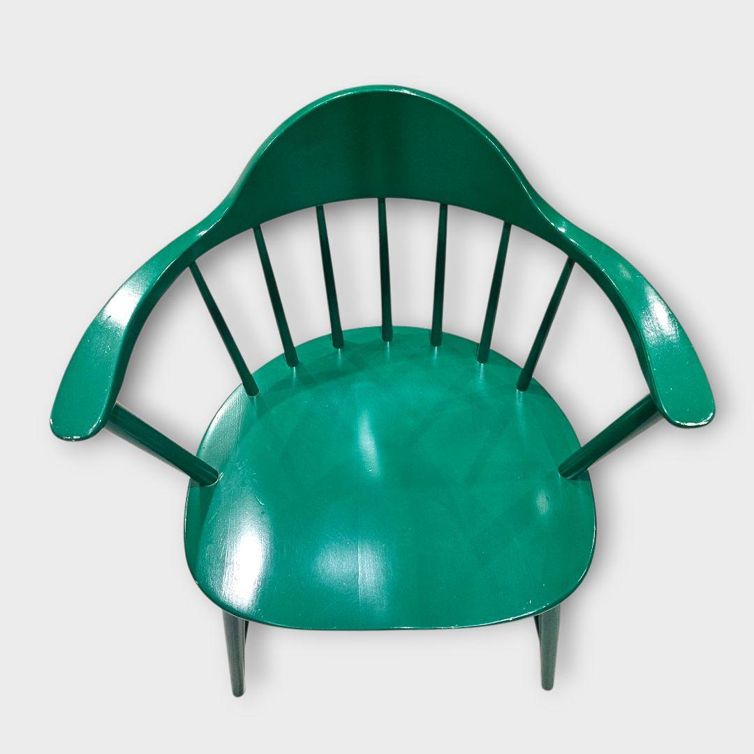 【希少品】柏木工 カシワ ダイニングチェア アームチェア グリーン ①