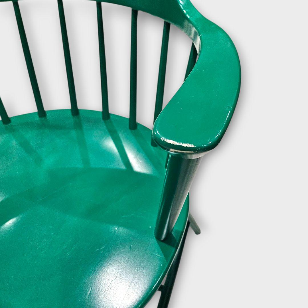 【希少品】柏木工 カシワ ダイニングチェア アームチェア グリーン ①