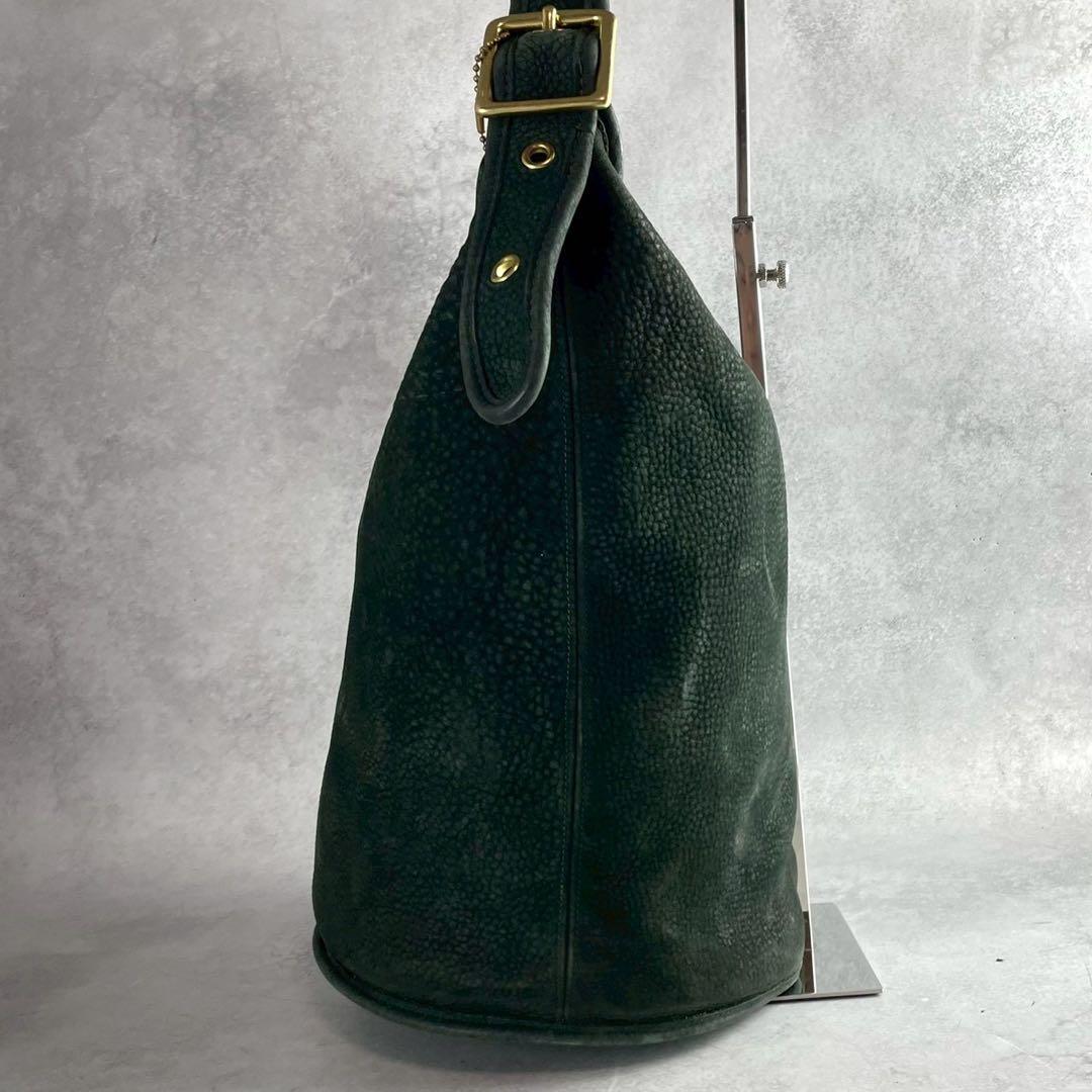 ✨稀少カラー✨美品✨オールドコーチ　バケットバッグ　肩かけ　ヌバックレザー　緑