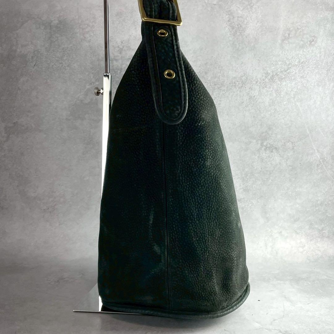 ✨稀少カラー✨美品✨オールドコーチ　バケットバッグ　肩かけ　ヌバックレザー　緑