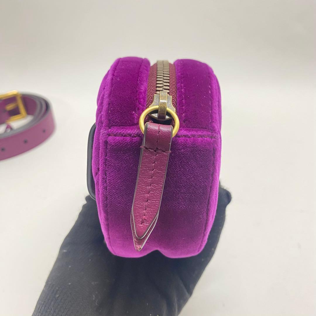 【美品】GUCCI マーモント ベロア ボディバッグ ウエストポーチ パープル