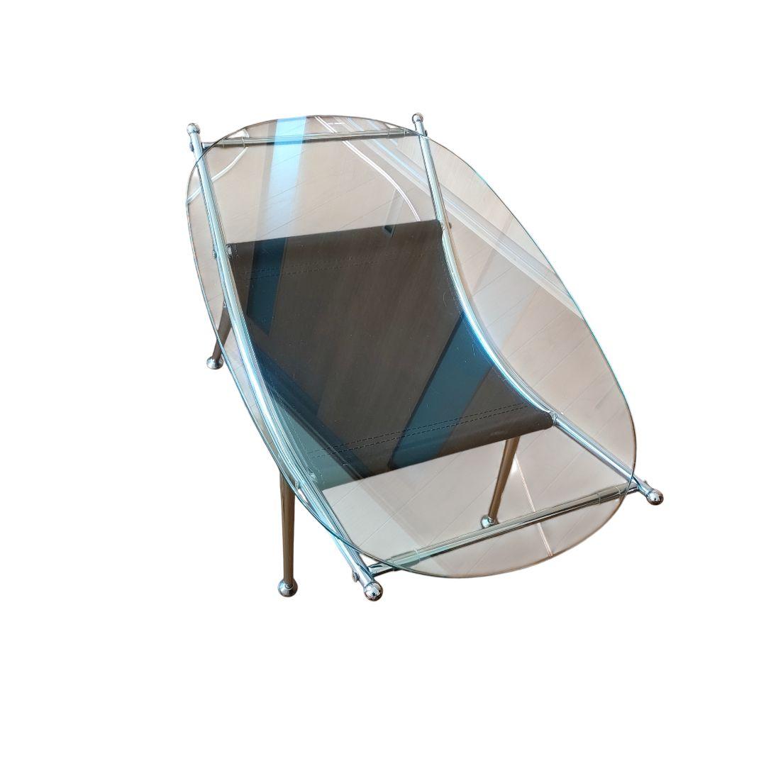 北欧レトロ ミッドセンチュリー スペースエイジ　楕円 ガラステーブル 強化ガラス