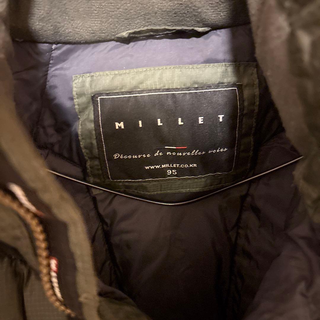 【美品】MILLET ミレー フードダウン メンズM ダークグリーン