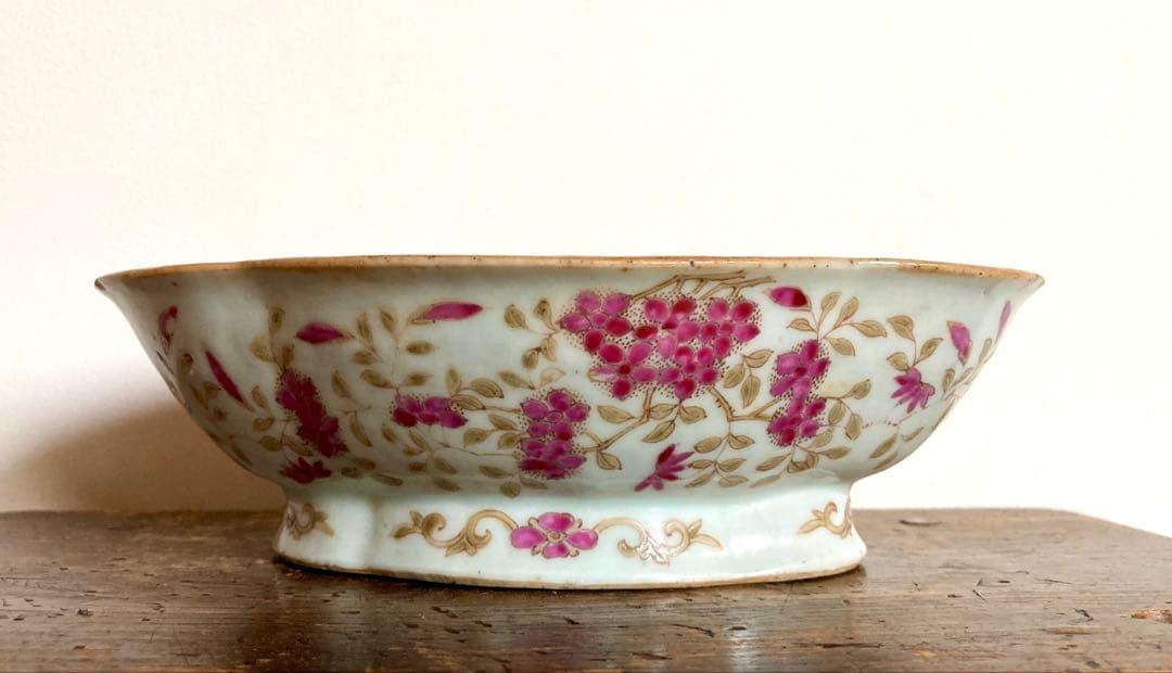 稀少　骨董　色絵　アンティーク　菓子鉢　唐物　清　粉彩　古伊万里