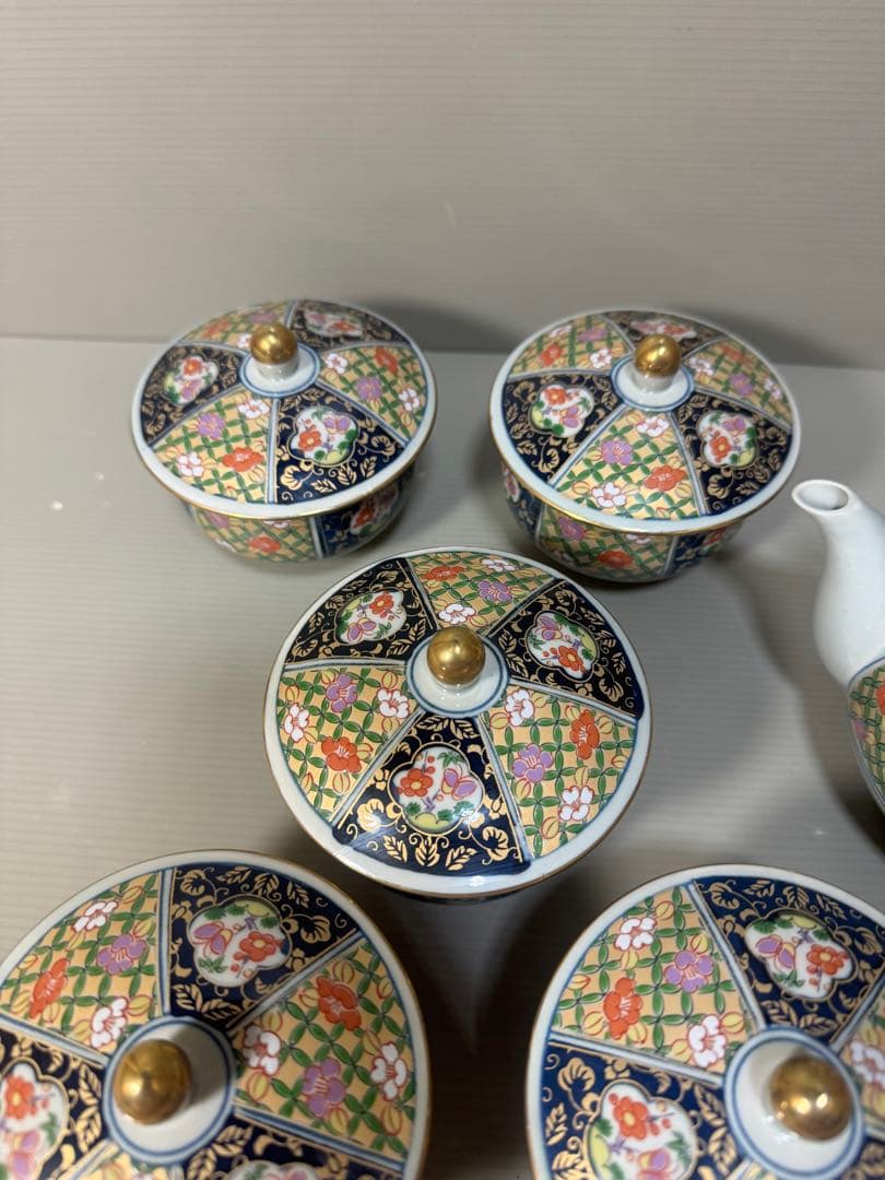2272 有田焼 瑞窯 茶器セット　急須1客　湯呑蓋付5客　金彩