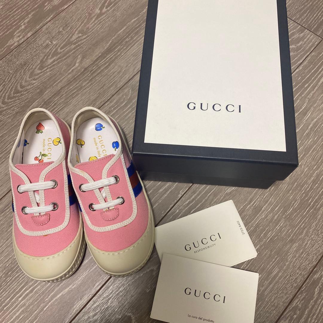極美品 Gucci キッズ ロゴ　スニーカー　26