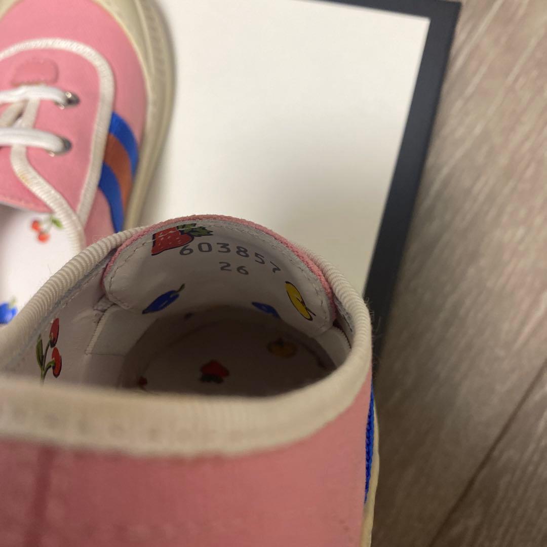 極美品 Gucci キッズ ロゴ　スニーカー　26