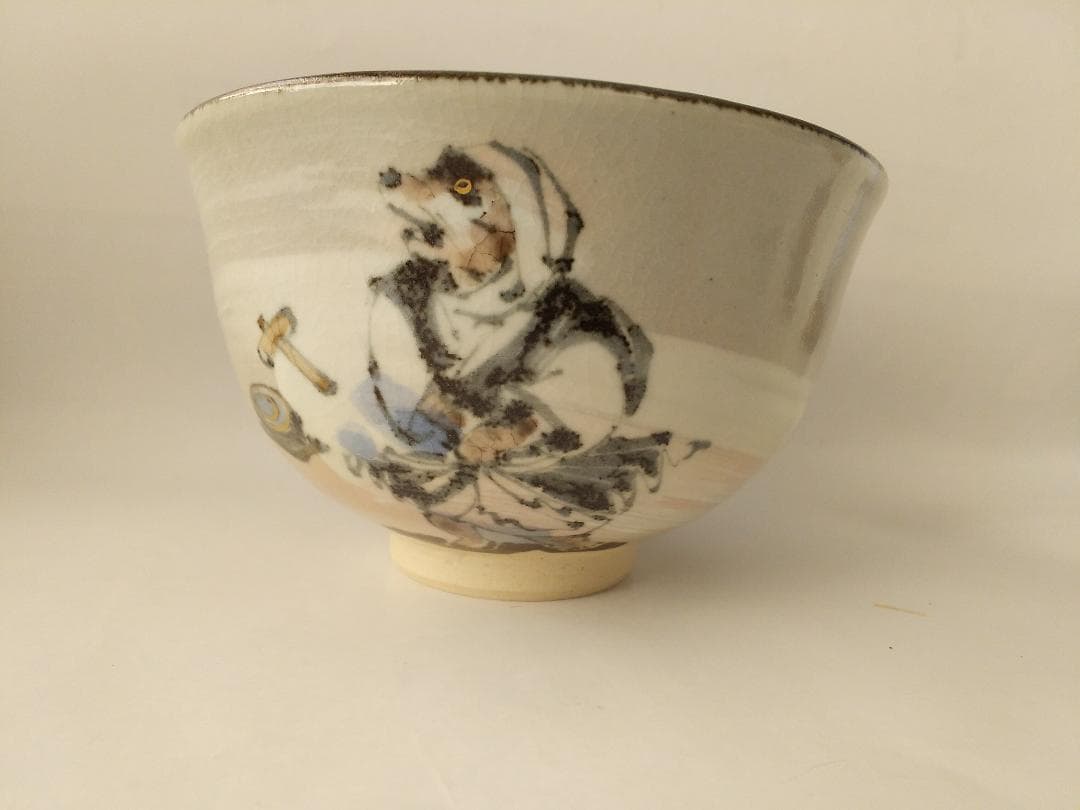 泉涌寺窯 山川敦司 作 宗旦狐絵 茶碗 共箱 茶道具 抹茶碗 新品 未使用