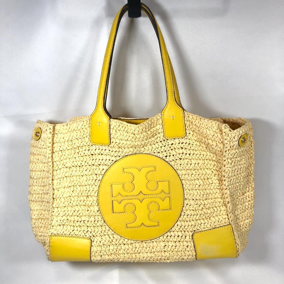 Tory Burch Ella かごバッグ トート ストローレザー イエロー