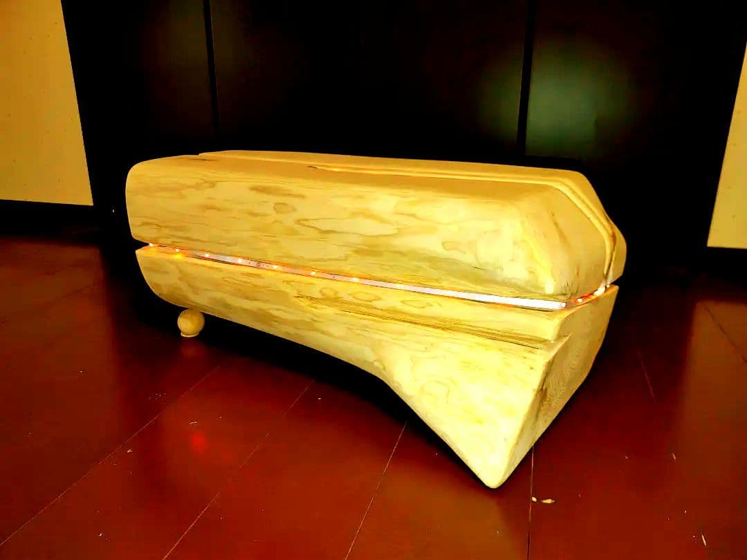 『限定価格』四国霊峰石鎚山産②大型天然ひのき切り株テーブルベンチ