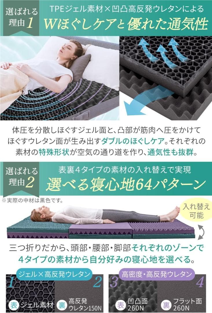 新品 マットレス 高反発 2層構造 シングル 腰痛 GOKUMIN