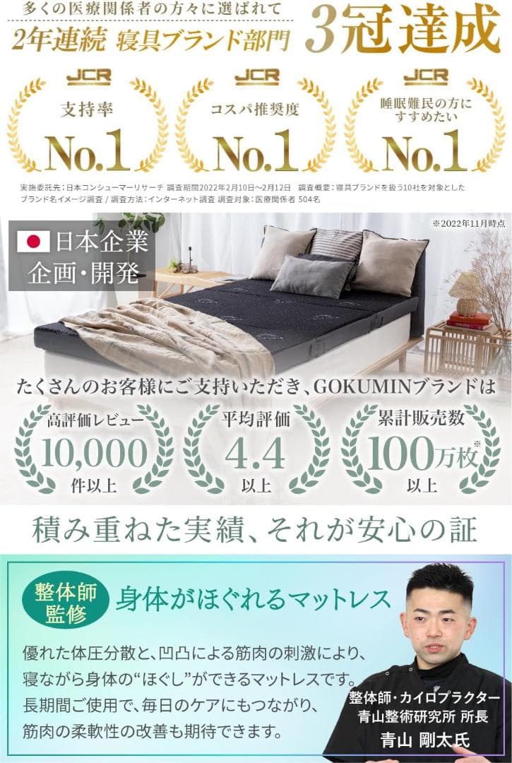 新品 マットレス 高反発 2層構造 シングル 腰痛 GOKUMIN