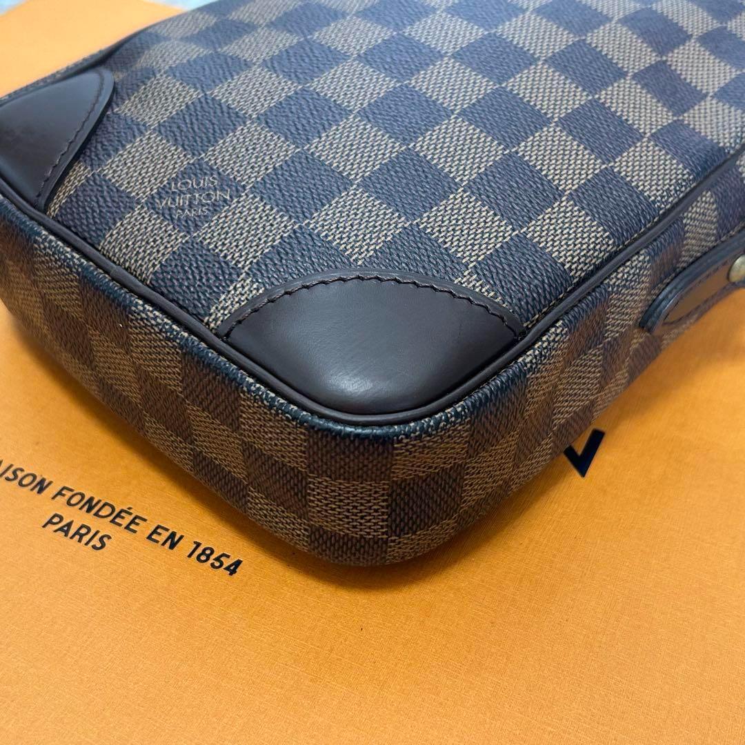 真贋済　ルイヴィトン　ダミエ　ダヌーヴ　ショルダーバッグ　エベヌ