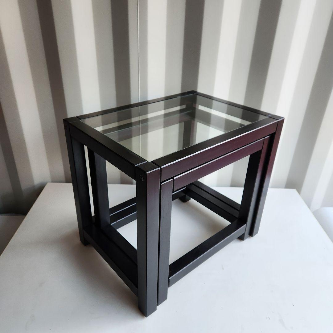 90's vintage IKEA ガラス ネストテーブル サイドテーブル　木製