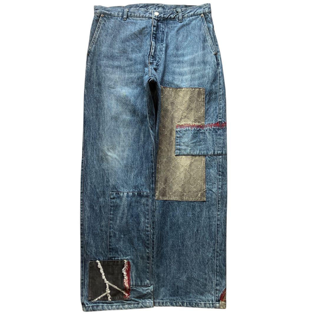 極太00s Mackdaddy ダメージリペア加工バギーデニム B系HIPHOP