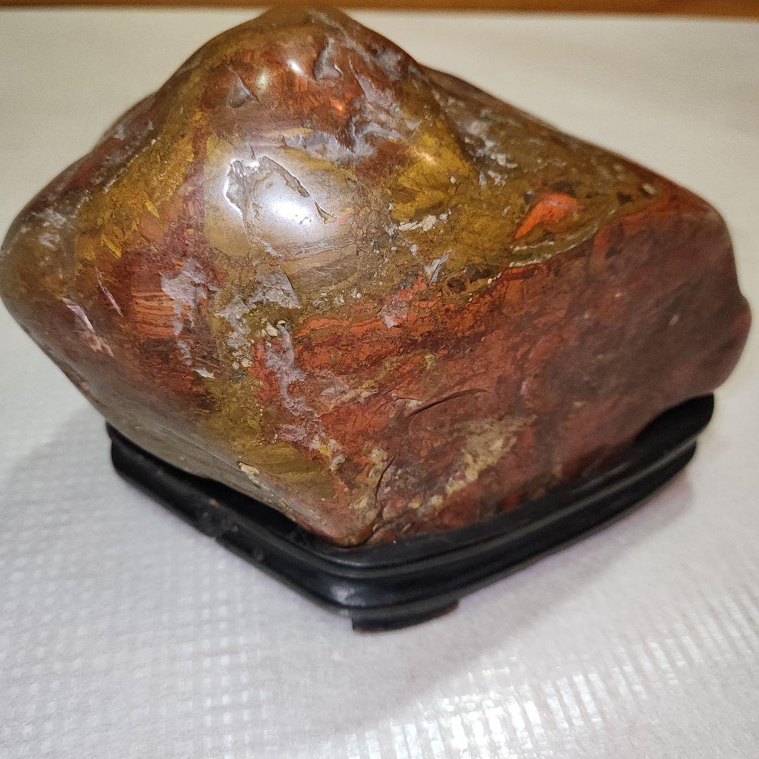 天然石 置物 赤褐色 金色、水石？