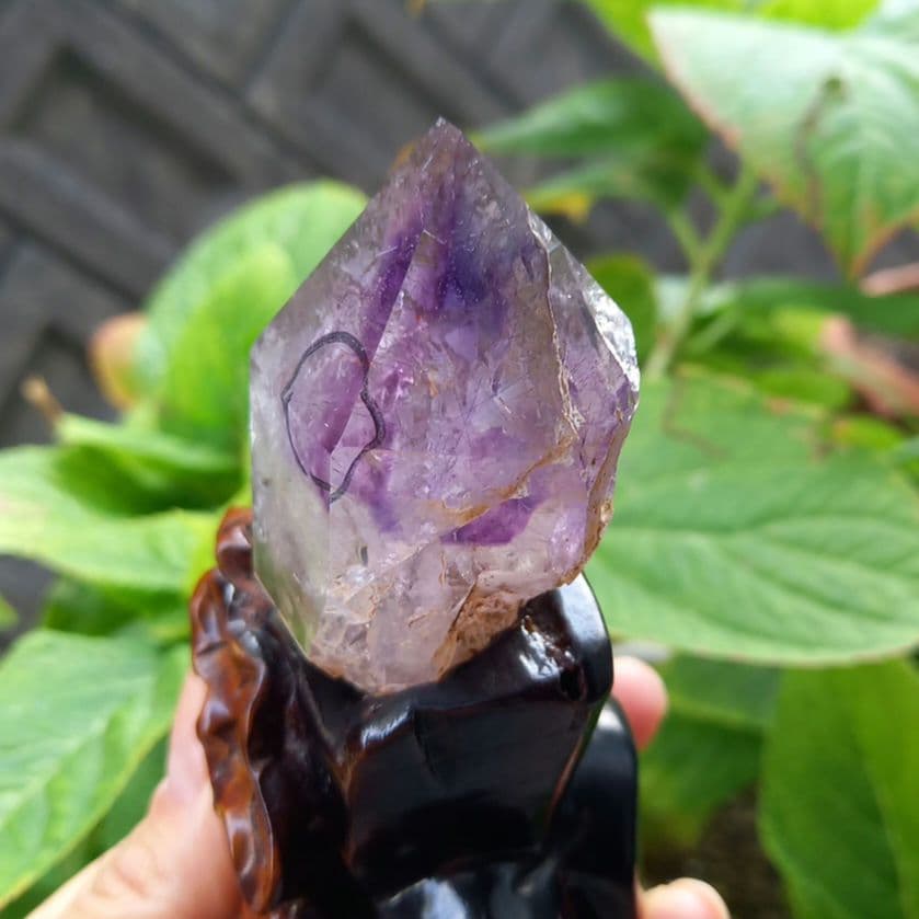 水入りスーパーセブン原石◼️水晶原石◼️台座付　B