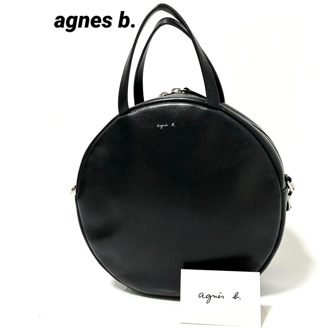美品　アニエスベー　マリオン 2way サークルバッグ ハンド　黒
