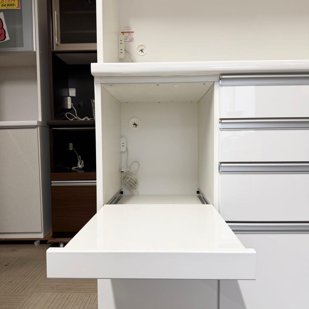 定価24万♪ 松田家具 117cm幅キッチンボード 食器棚 収納家具 鏡面仕上げ