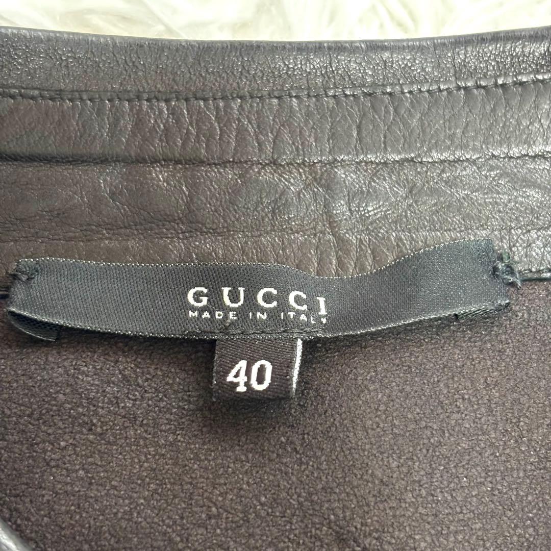 ✨極美品✨GUCCI　グッチ　革　ジャケット　シャツ　ブラウス　レザー