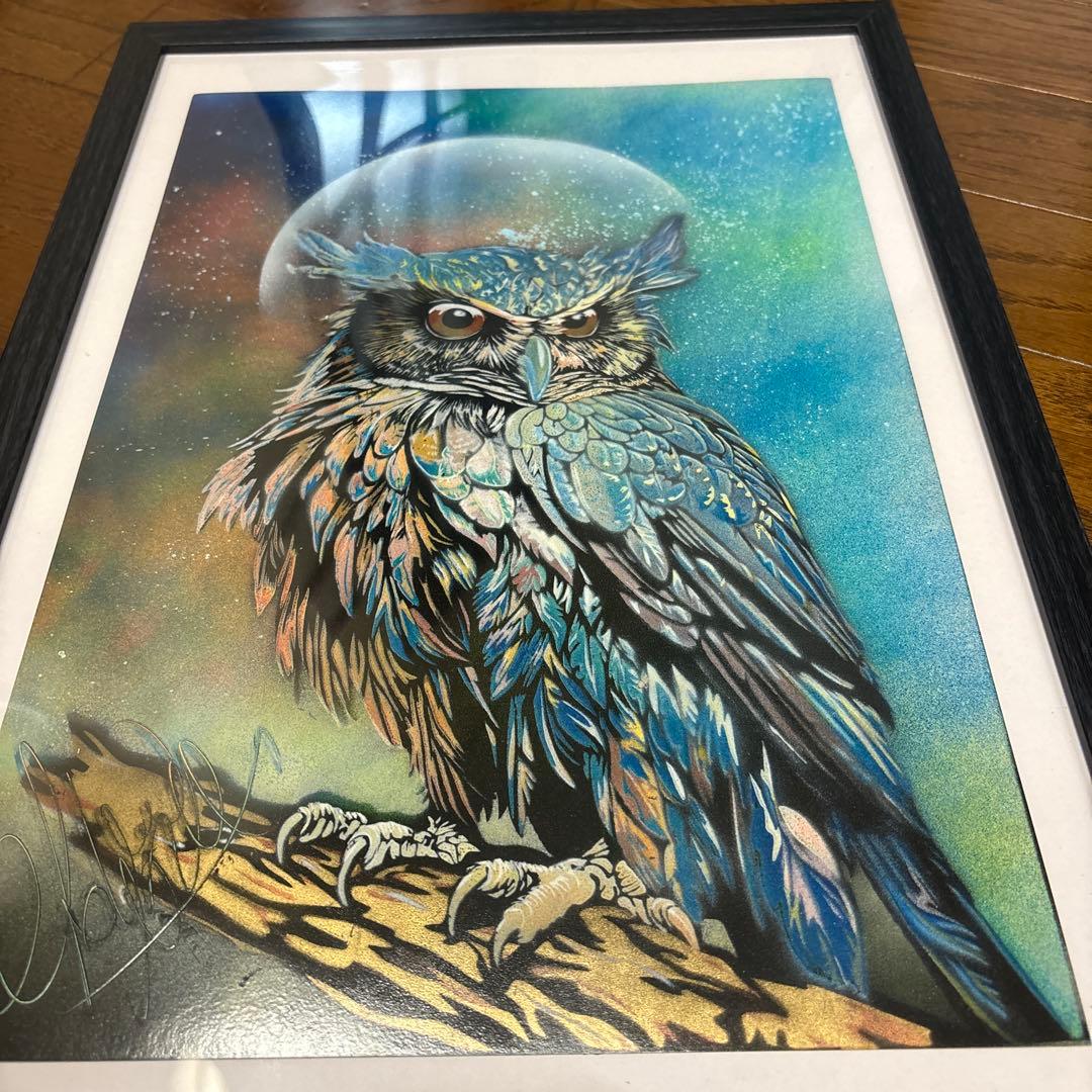 スプレーアート　エデン　ホワイトタイガー　フクロウ原画　2点セット　バラ売り可