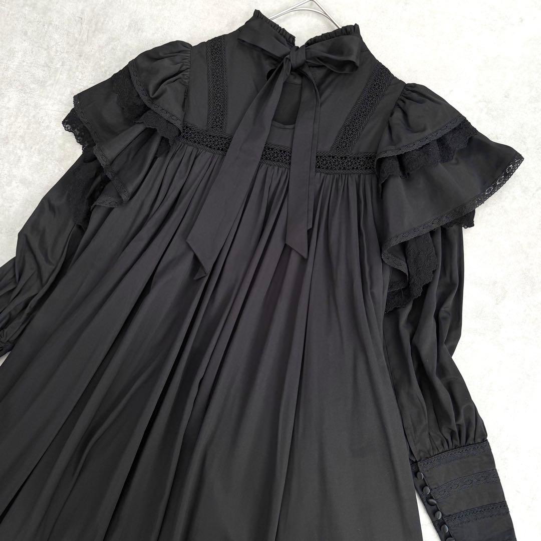 星箱works リリアンヌ姉妹 ロング 黒 無地 ロリィタ クラロリ レース