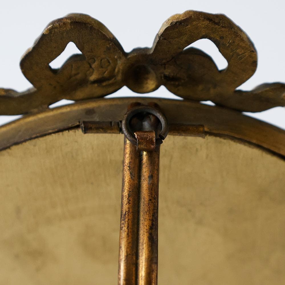 T【希少】フランスアンティークミラー 真鍮製ゴールド