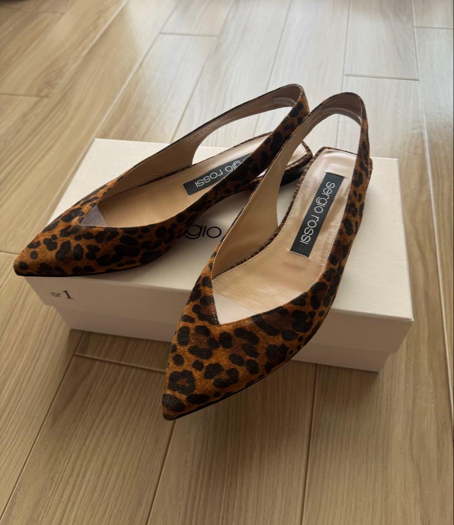 セルジオロッシ sr1 ヒョウ柄　ミュール　サイズ37 .5 (24.5cm)