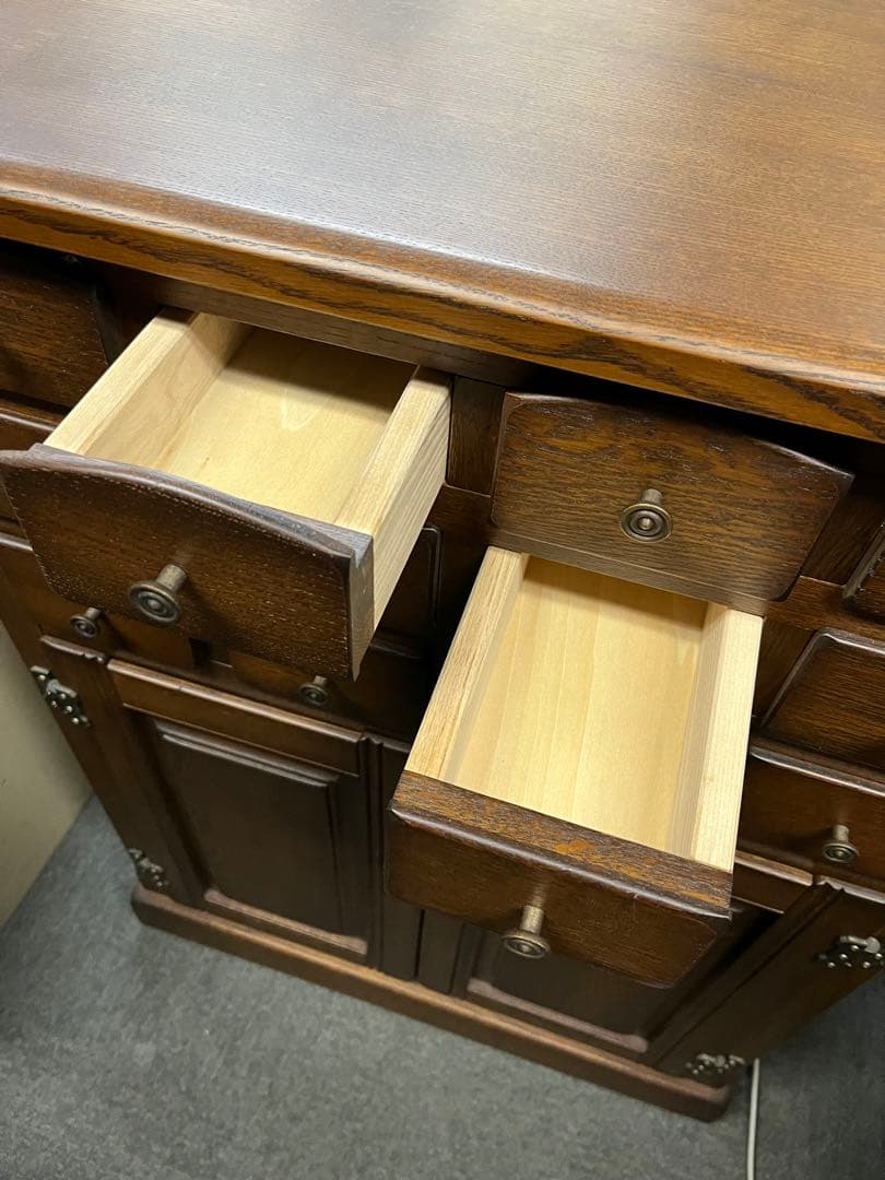 【送料込】家具　ナラ　無垢　木製チェスト