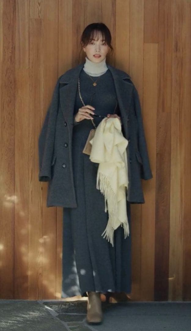 ラウンジドレス Pコート グレー 美品 フリーサイズ