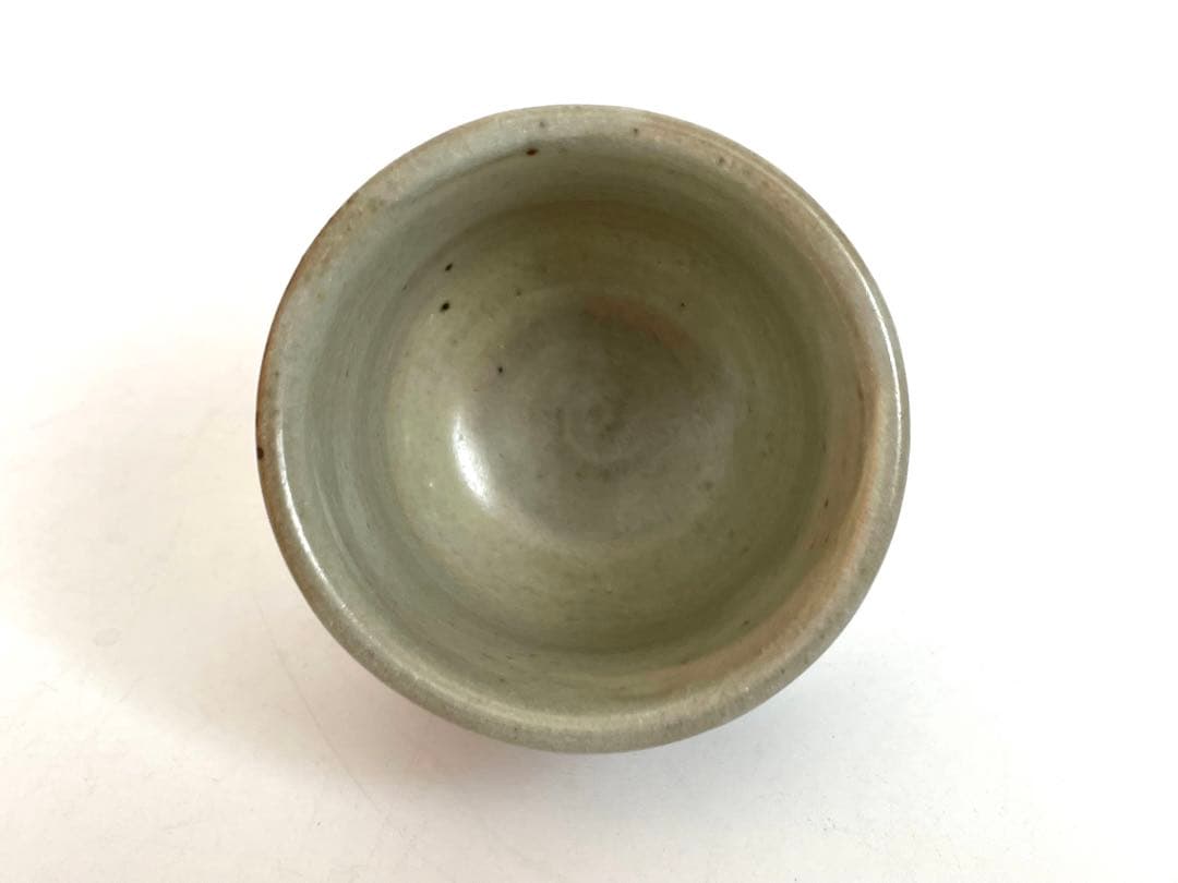 陶芸家　人間国宝　島岡達三　地釉縄文象嵌ぐい呑　酒器　酒盃　師　濱田庄司　共箱